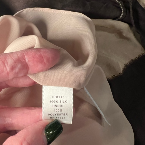 Banana Republic Beige and Dark Brown Midi Dress 100% Silk - Picture 3 of 12